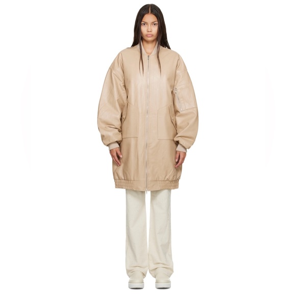 ❌❌❌SOLD!THE FRANKIE SHOP New Beige Jesse Faux-Leather Jacket NWT! Size XS-S - Picture 2 of 15